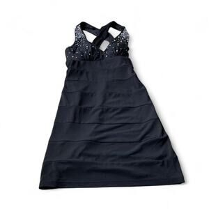 Vintage City Triangles Black Rhinestone Cocktail Dress – Size Medium